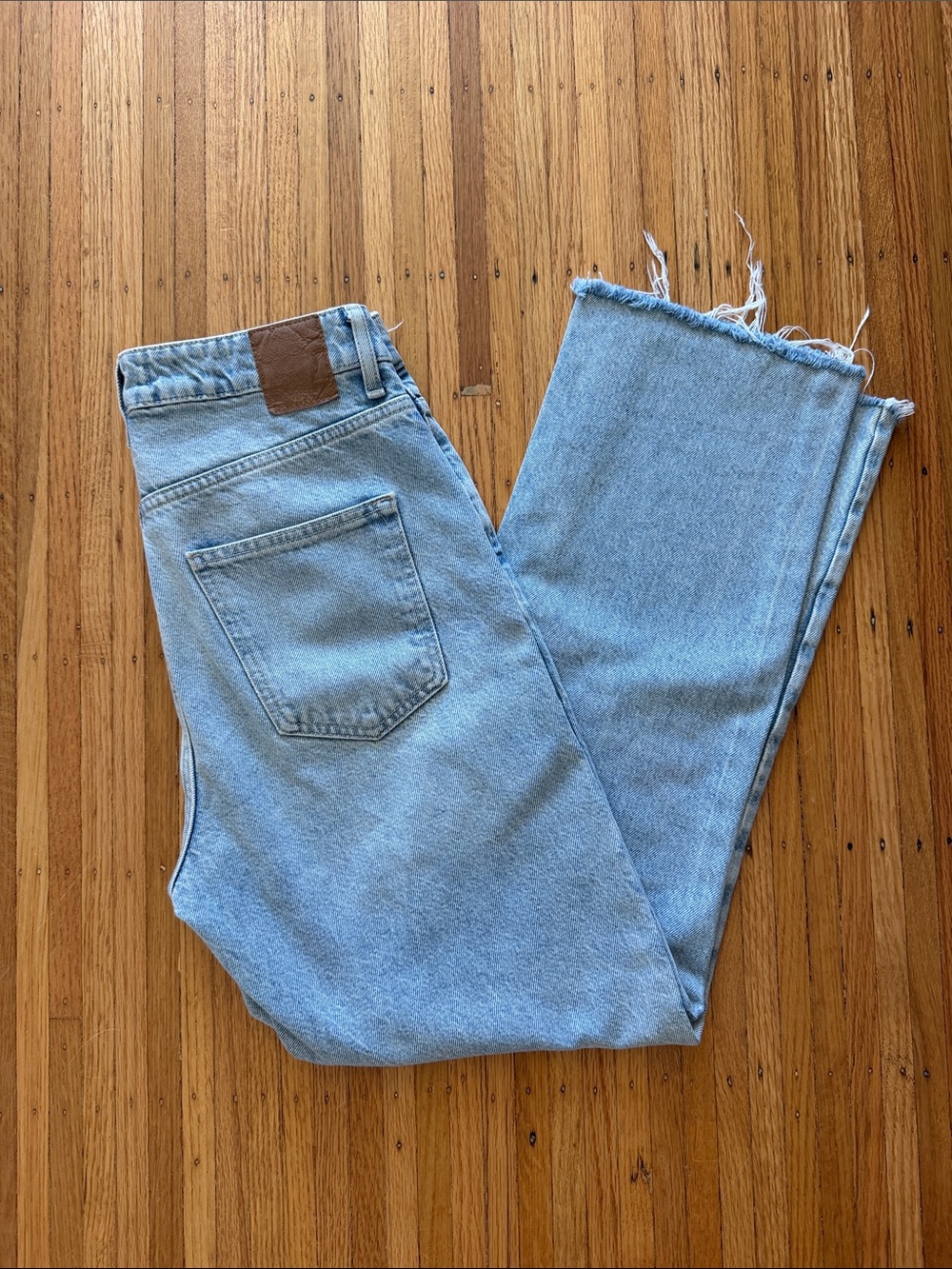 Zara Light Blue High-Rise Straight Jeans - Women